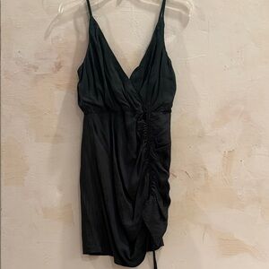 Dark Green Ruched Mini Dress